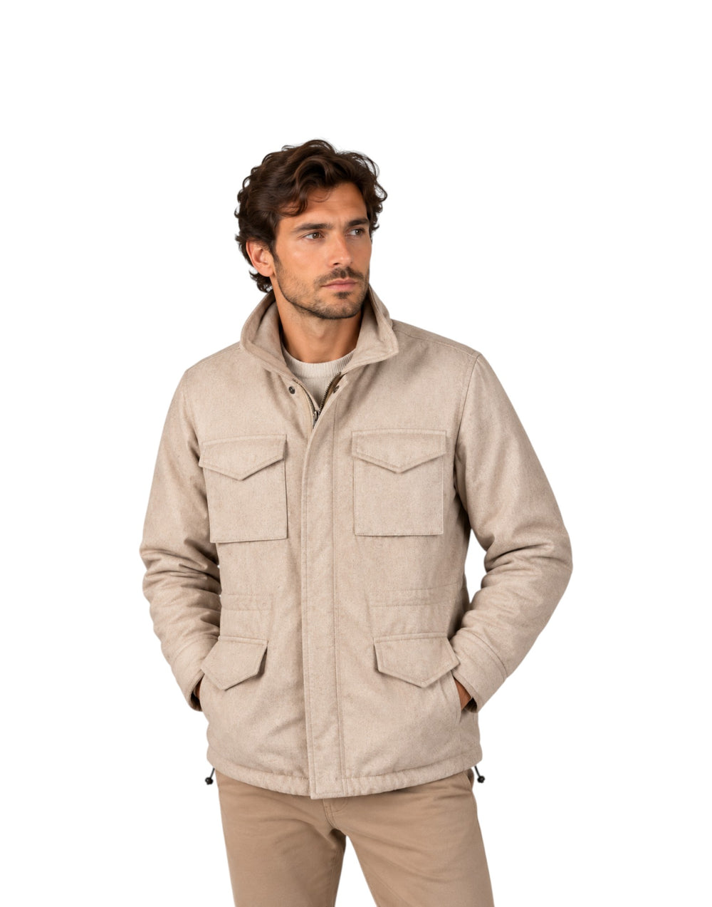 BLKMAI26-W5011 Beige Giubbotto Uomo Field Jacket In Lana Travis (cod: BLKMAI26-W5011) BLKMAI26-W5011 Beige Bl'Ker 