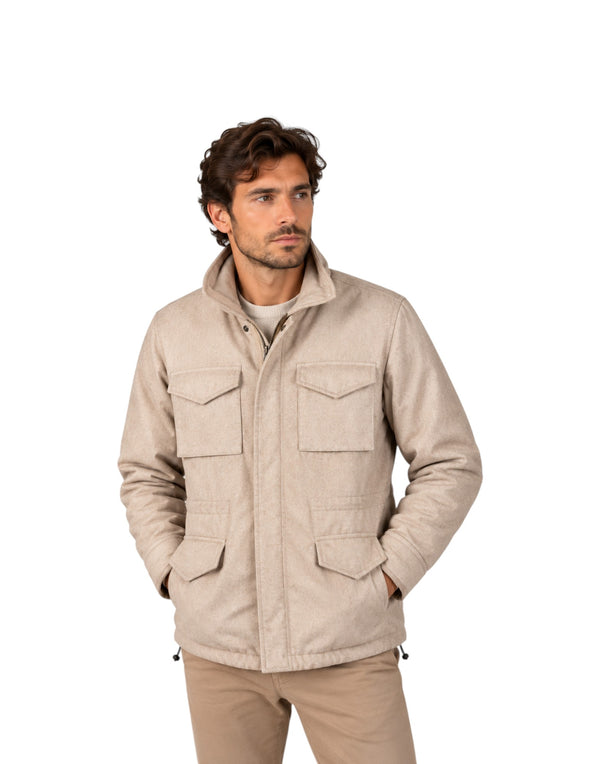 BLKMAI26-W5011 Beige Giubbotto Uomo Field Jacket In Lana Travis (cod: BLKMAI26-W5011) BLKMAI26-W5011 Beige Bl'Ker 