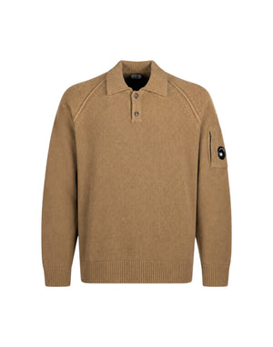21CMKN198A005558G 340 Chenille Cotton Lens Polo Sweater 21CMKN198A005558G 340 C.P. Company 