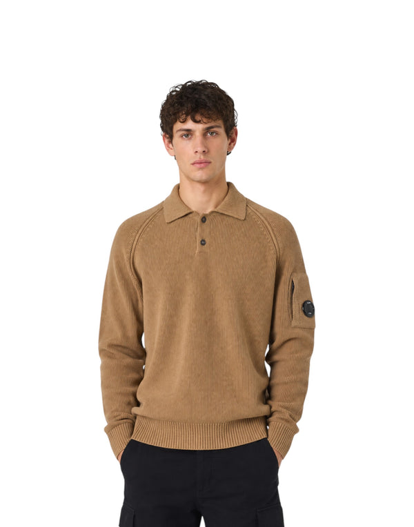 21CMKN198A005558G 340 Chenille Cotton Lens Polo Sweater 21CMKN198A005558G 340 C.P. Company 