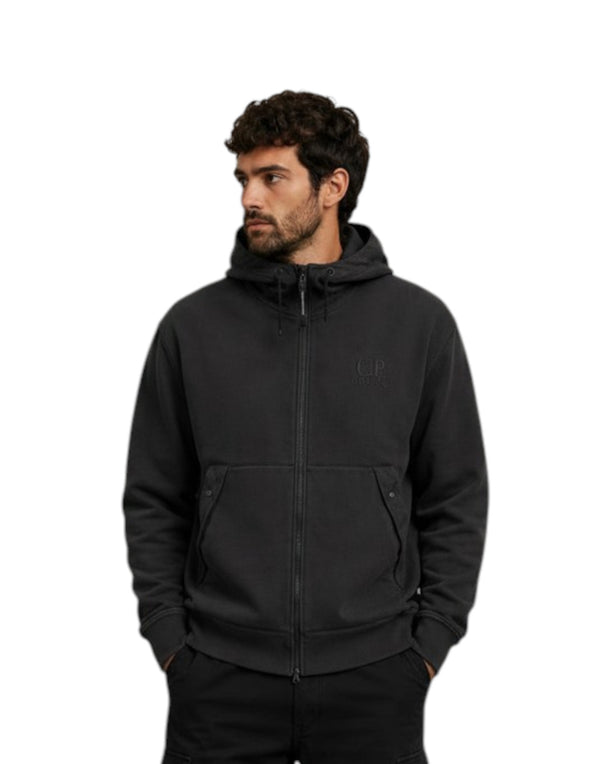 21CMSS032A005835M 999 Diagonal Raised Fleece Mixed Boxy Hooded Sweatshirt 21CMSS032A005835M 999 C.P. Company 