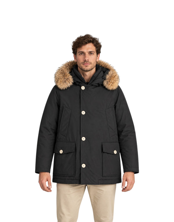 CFWOOU0484MBUT0001 BLK Arctic Anorak in Ramar Cloth con pelliccia removibile CFWOOU0484MBUT0001 BLK Woolrich 