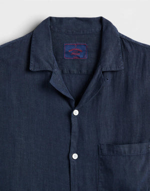 SS26.067 NAVY linen camp collar SS26.067 NAVY Portuguese Flannel 