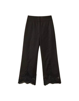 261TT2184 00006 Pantaloni cropped in lino con pizzo 261TT2184 00006 Twinset 