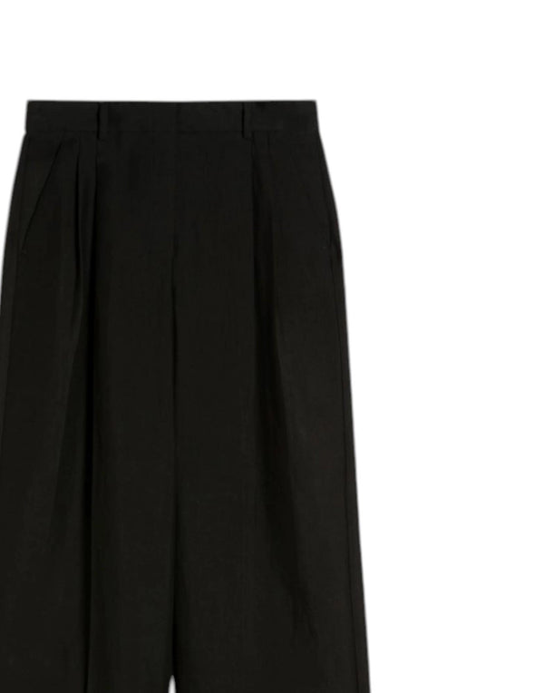 Weekend Max Mara Pantalone wide leg viscosa e lino Pantaloni Palazzo donna nero immagine 2