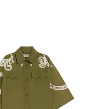 Weekend Max Mara Giacca ricamata in tela di cotone Giacca donna verde immagine 2