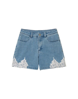 261GJ2081 03451 Shorts in jeans con pizzo 261GJ2081 03451 Twinset 