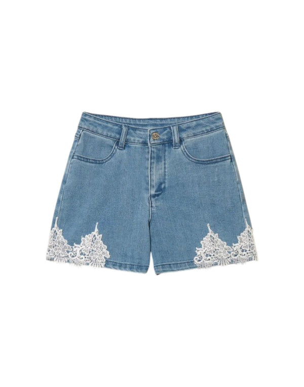 261GJ2081 03451 Shorts in jeans con pizzo 261GJ2081 03451 Twinset 