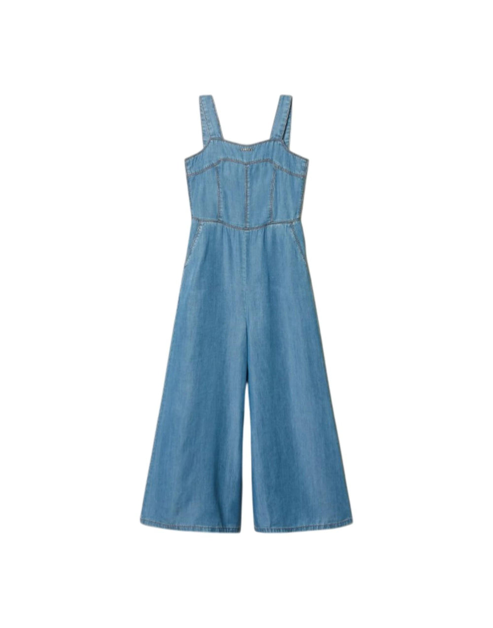 261GJ2073 13235 Tuta lunga in chambray con smock 261GJ2073 13235 Twinset 
