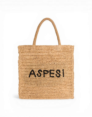 B B083 L128 GH 10081 Borsa Shopping Raffia B B083 L128 GH 10081 Aspesi 