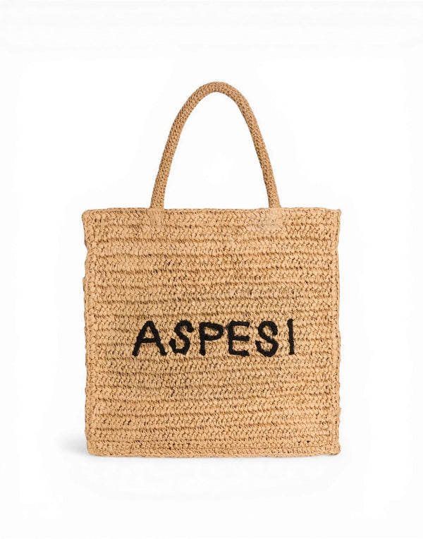 B B083 L128 GH 10081 Borsa Shopping Raffia B B083 L128 GH 10081 Aspesi 