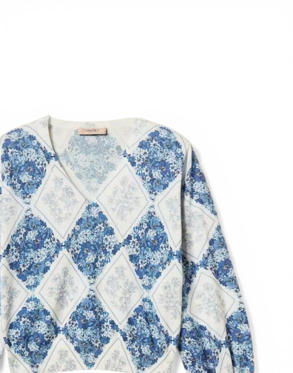 261TP3530 13405 Maglia con stampa floreale a losanghe 261TP3530 13405 Twinset 