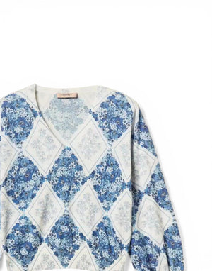261TP3530 13405 Maglia con stampa floreale a losanghe 261TP3530 13405 Twinset 
