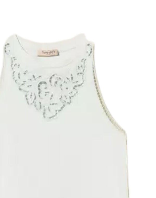 261TP2441 13162 Top con ricamo intarsiato 261TP2441 13162 Twinset 