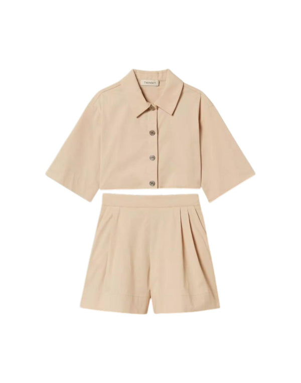 261GJ2014 13191 Camicia cropped e bermuda in popeline 261GJ2014 13191 Twinset 