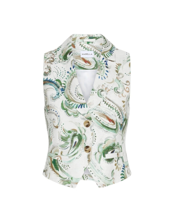 2613151032200 001 Gilet in lino stampato 2613151032200 001 Marella 