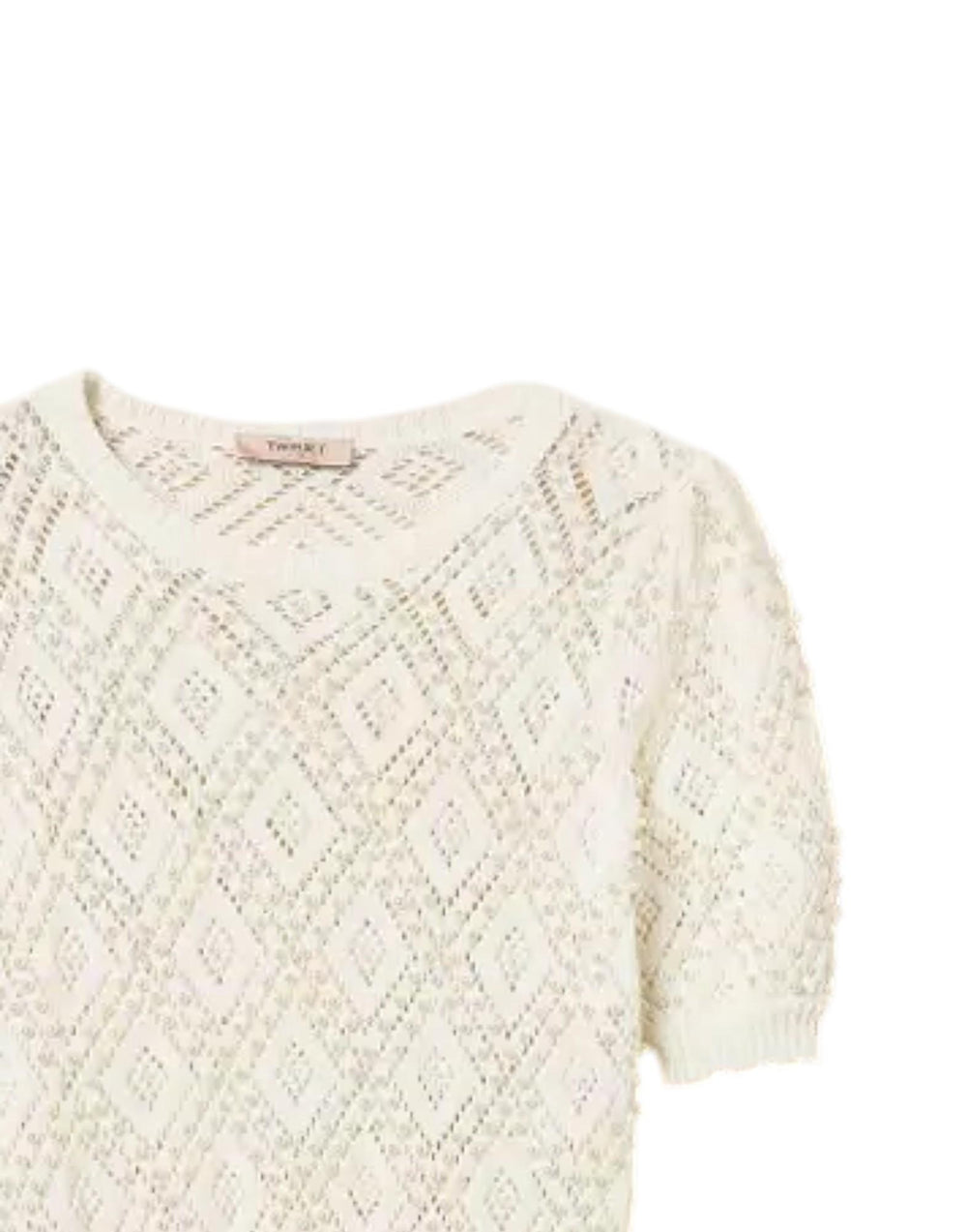 261TP3201 00059 Maglia a losanghe con perle 261TP3201 00059 Twinset 