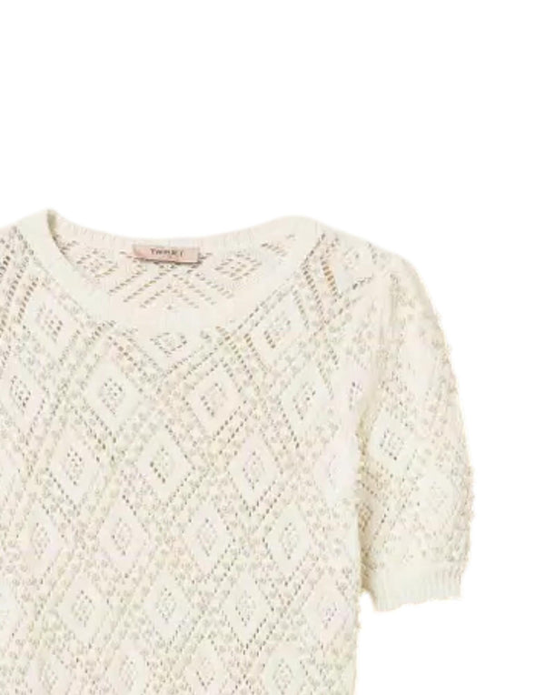 261TP3201 00059 Maglia a losanghe con perle 261TP3201 00059 Twinset 