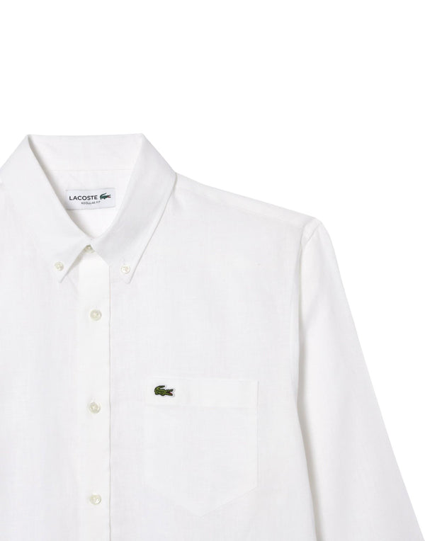 Lacoste Camicia di lino regular fit Camicia uomo bianco immagine 2