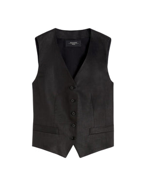 Weekend Max Mara Gilet in canvas di lino Smanicati donna nero
