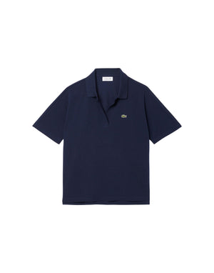 Lacoste Polo fluida relaxed fit Polo donna blu