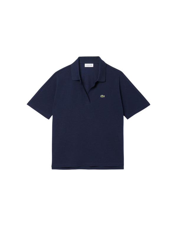 Lacoste Polo fluida relaxed fit Polo donna blu
