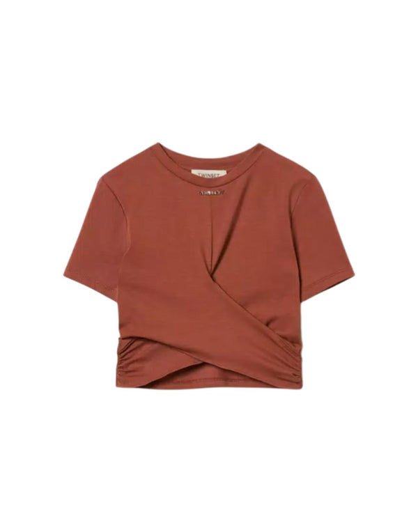 261GJ2256 13120 T-shirt con logo e incrocio 261GJ2256 13120 Twinset 