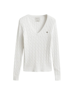 Gant Maglia con scollo a V Pullover scollo V donna bianco