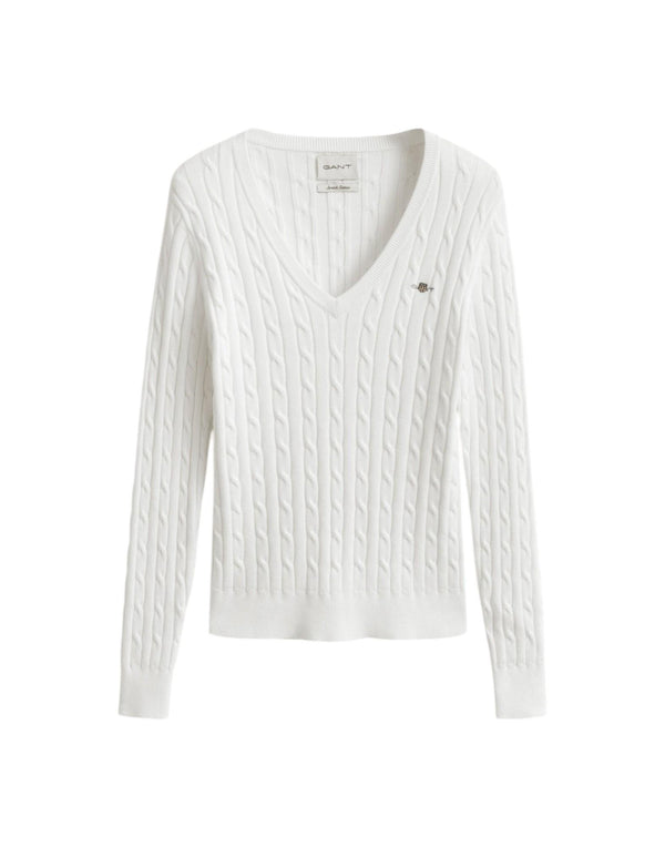 Gant Maglia con scollo a V Pullover scollo V donna bianco