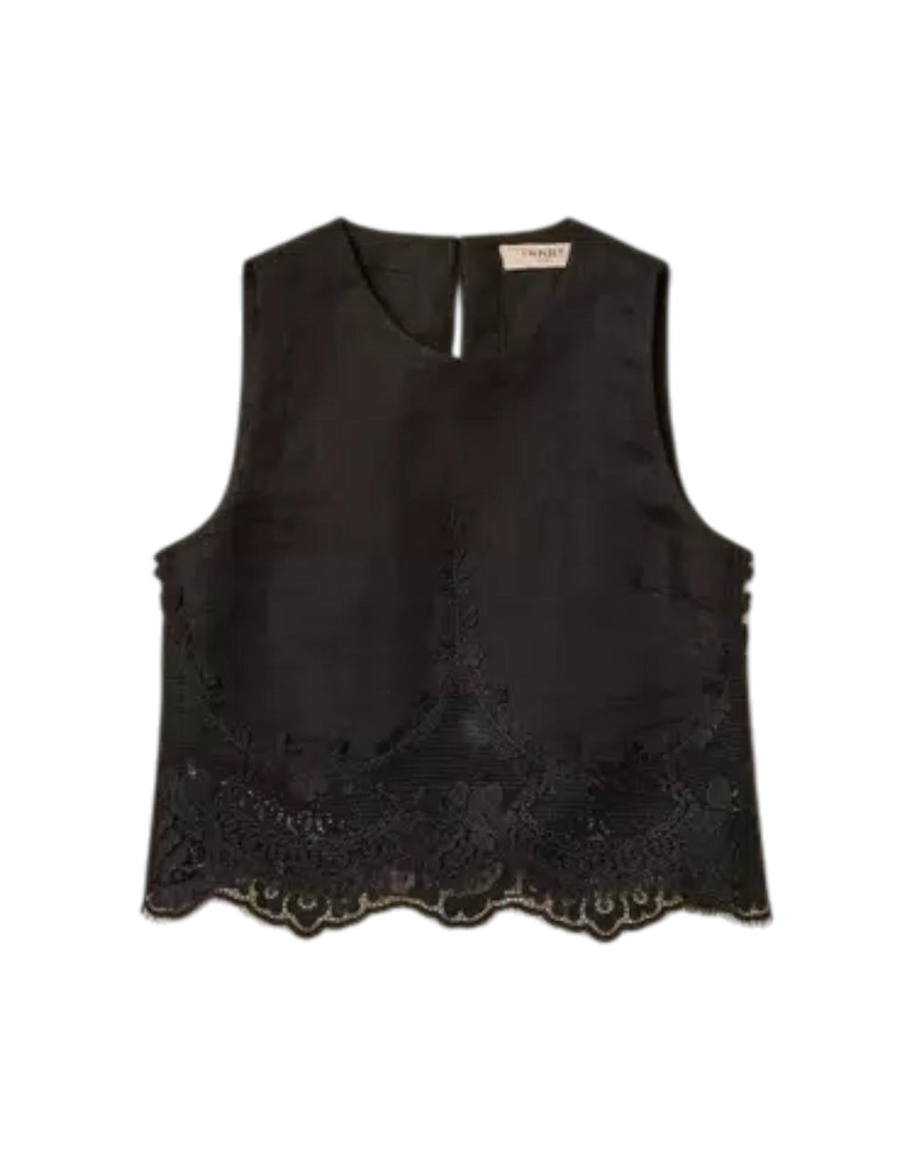 261TT2182 00006 Top in lino con pizzo 261TT2182 00006 Twinset 
