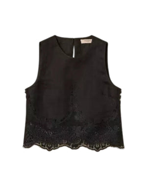261TT2182 00006 Top in lino con pizzo 261TT2182 00006 Twinset 