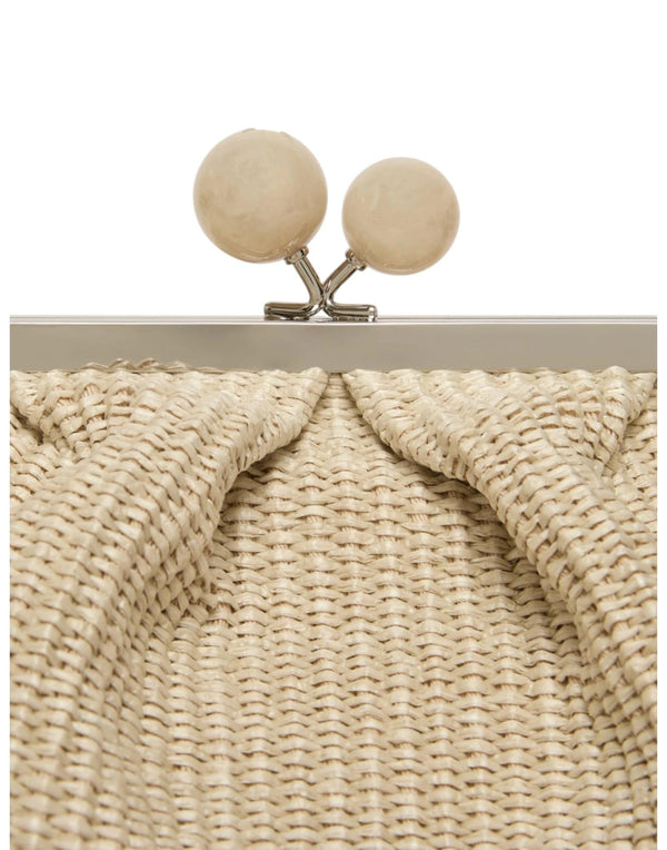 Weekend Max Mara Pasticcino Bag Large effetto rafia Borsa donna beige immagine 4