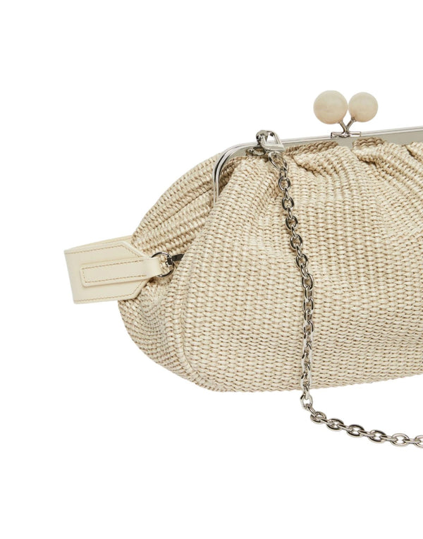 Weekend Max Mara Pasticcino Bag Medium effetto rafia Borsa donna beige immagine 3