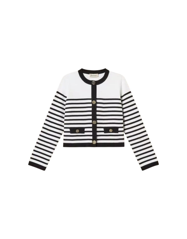 261GJ3060 11008 Cardigan-maglia a righe 261GJ3060 11008 Twinset 