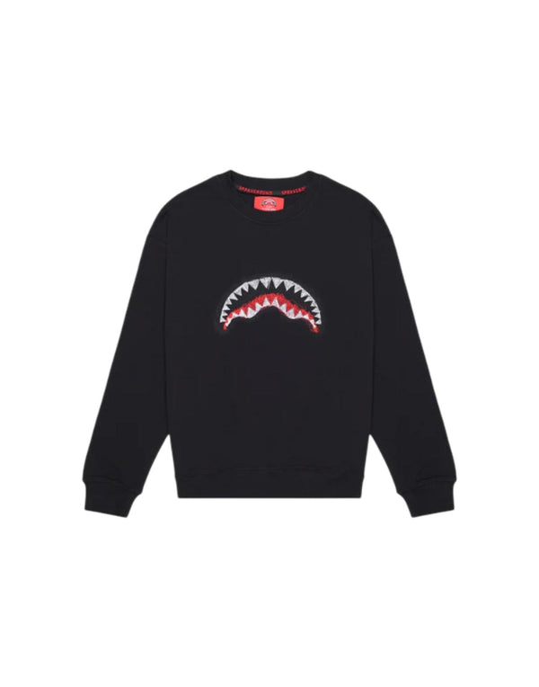 Sprayground Scribble Embroidery Shark Crew Felpa girocollo uomo nero