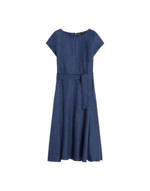 Weekend Max Mara Abito midi in canvas di lino Abito donna blu