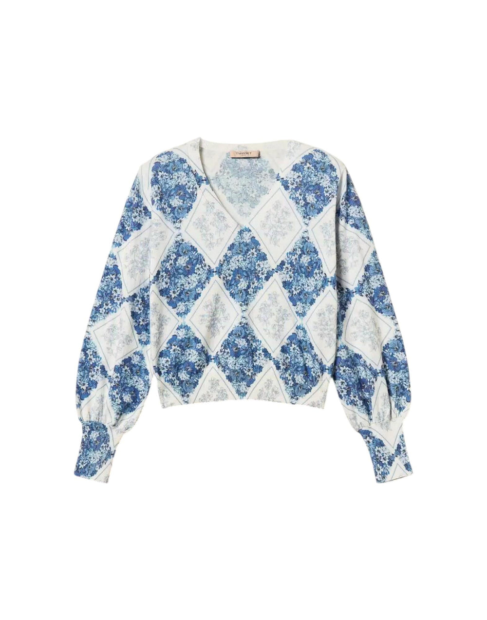 261TP3530 13405 Maglia con stampa floreale a losanghe 261TP3530 13405 Twinset 