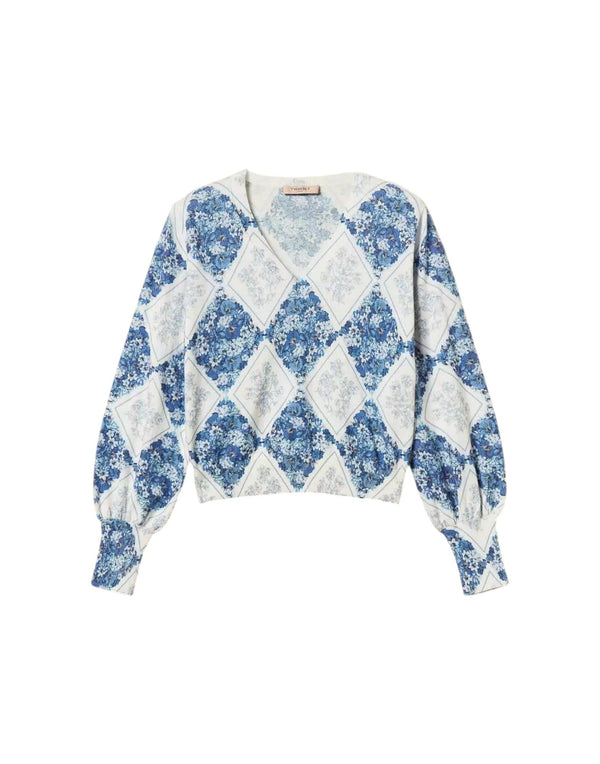 261TP3530 13405 Maglia con stampa floreale a losanghe 261TP3530 13405 Twinset 