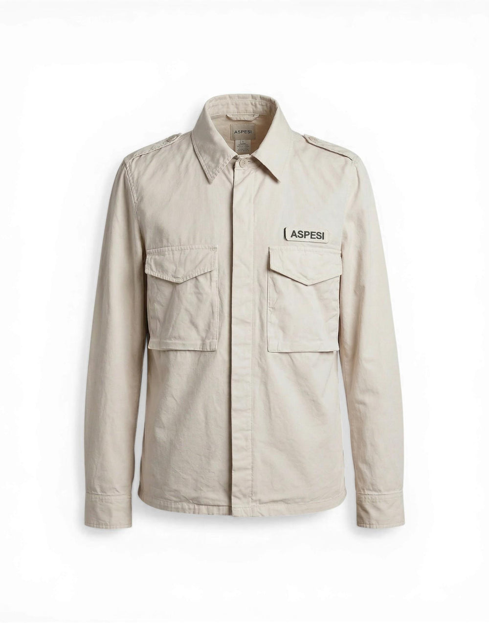 Aspesi Camicia Militare Cotone Tinto Capo Camicia uomo beige