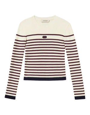 252GJ3035 12735 Maglia Lupetto a Righe 252GJ3035 12735 Twinset 