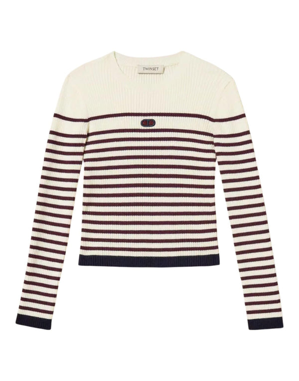 252GJ3035 12735 Maglia Lupetto a Righe 252GJ3035 12735 Twinset 
