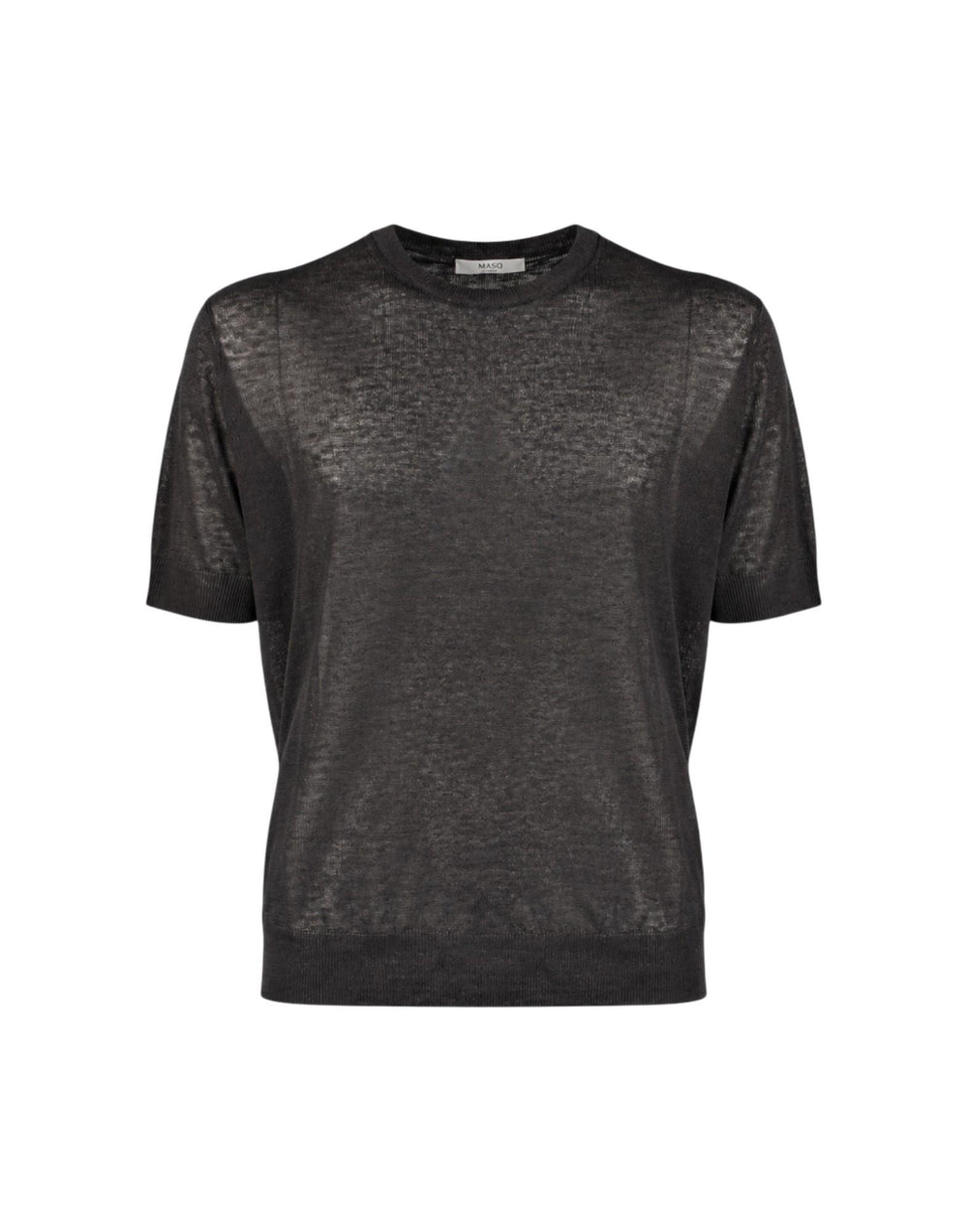 M5425-1042 0900 Girocollo manica corta in lino<BR/> M5425-1042 0900 MasQ 