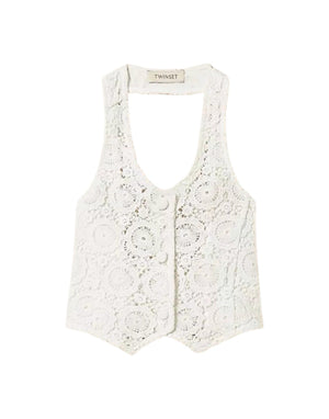261GJ2Q20 00526 gilet fitted in pizzo macramè 261GJ2Q20 00526 Twinset 