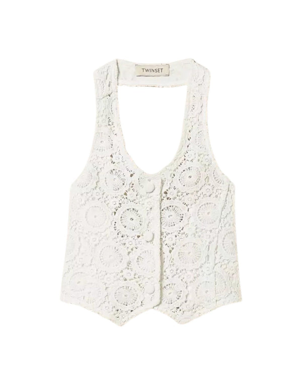 261GJ2Q20 00526 gilet fitted in pizzo macramè 261GJ2Q20 00526 Twinset 