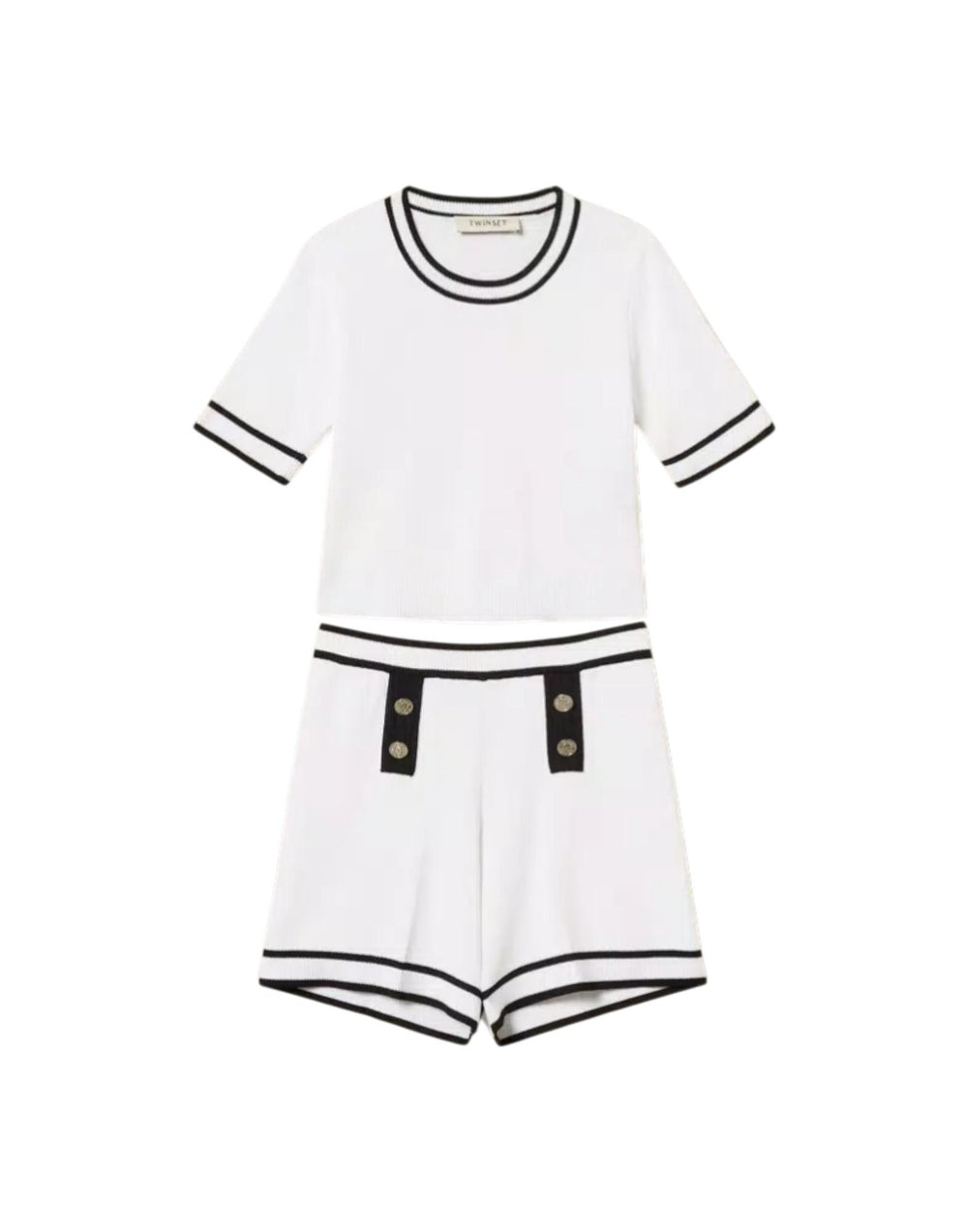 261GJ3070 13203 Maglia e shorts in maglia con bordature 261GJ3070 13203 Twinset 
