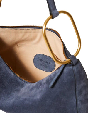 261TB7086 05259 Borsa "Liliane" media in suede con anelli 261TB7086 05259 Twinset 