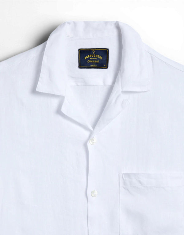 SS26.067 WHITE linen camp collar SS26.067 WHITE Portuguese Flannel 