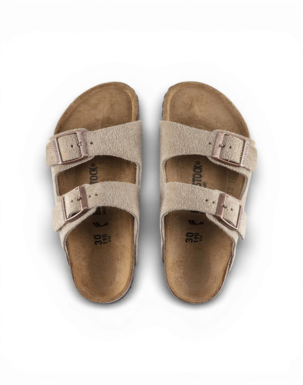 1021704 TAUPE Birkenstock - Arizona Kids - Sandalo in pelle scamosciata<BR/><BR/> 1021704 TAUPE Birkenstock 