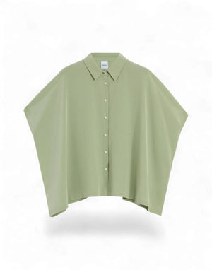 G 5451 F753 5319 Camicia verde in crepe de chine di seta<BR/> G 5451 F753 5319 Aspesi 