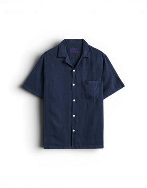 SS26.067 NAVY linen camp collar SS26.067 NAVY Portuguese Flannel 